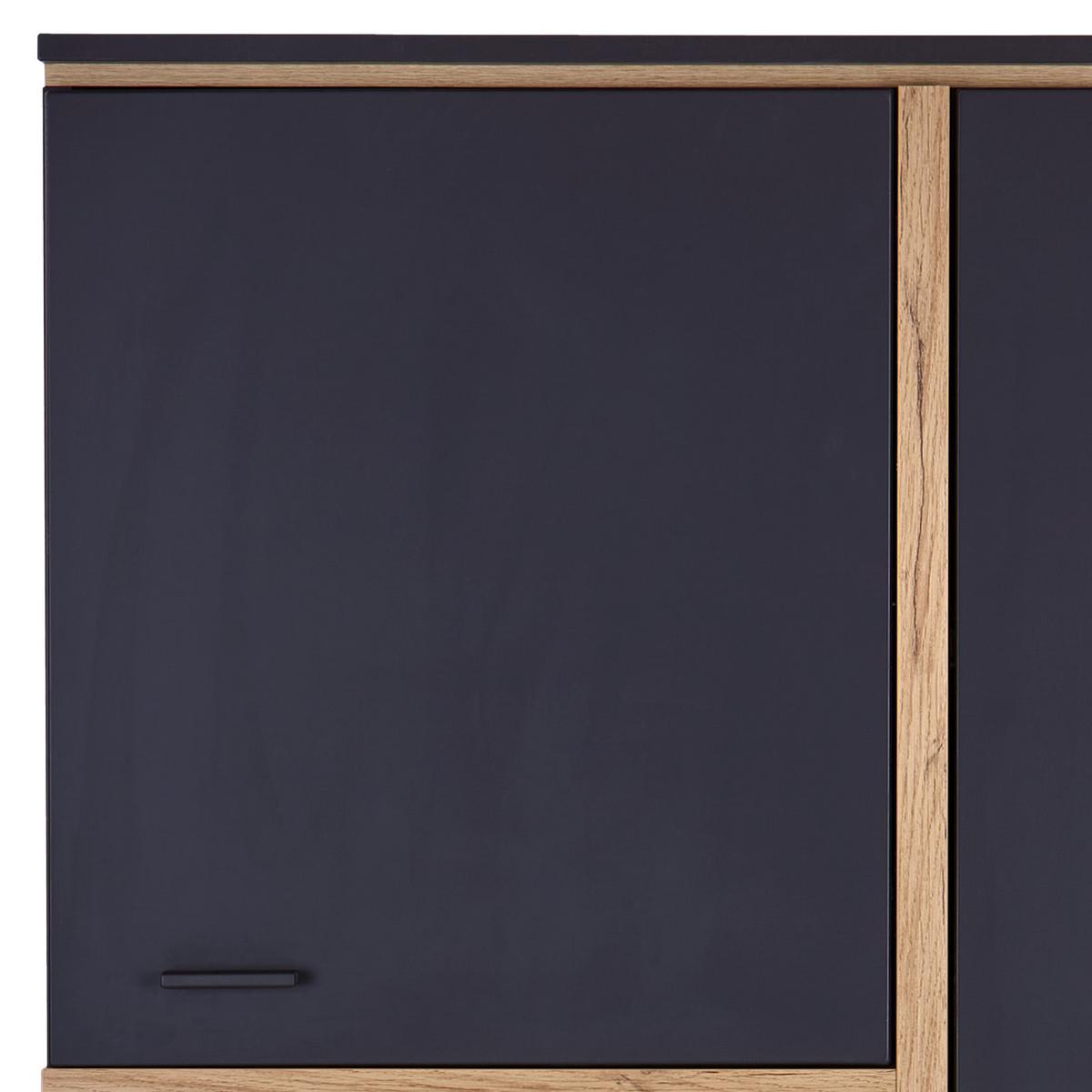 Vitrine Miron B: 86,7 cm Schwarz/Flagstaff Eiche - MODERN, Glas/Holzwerkstoff (86,7/200,6/41,6cm)