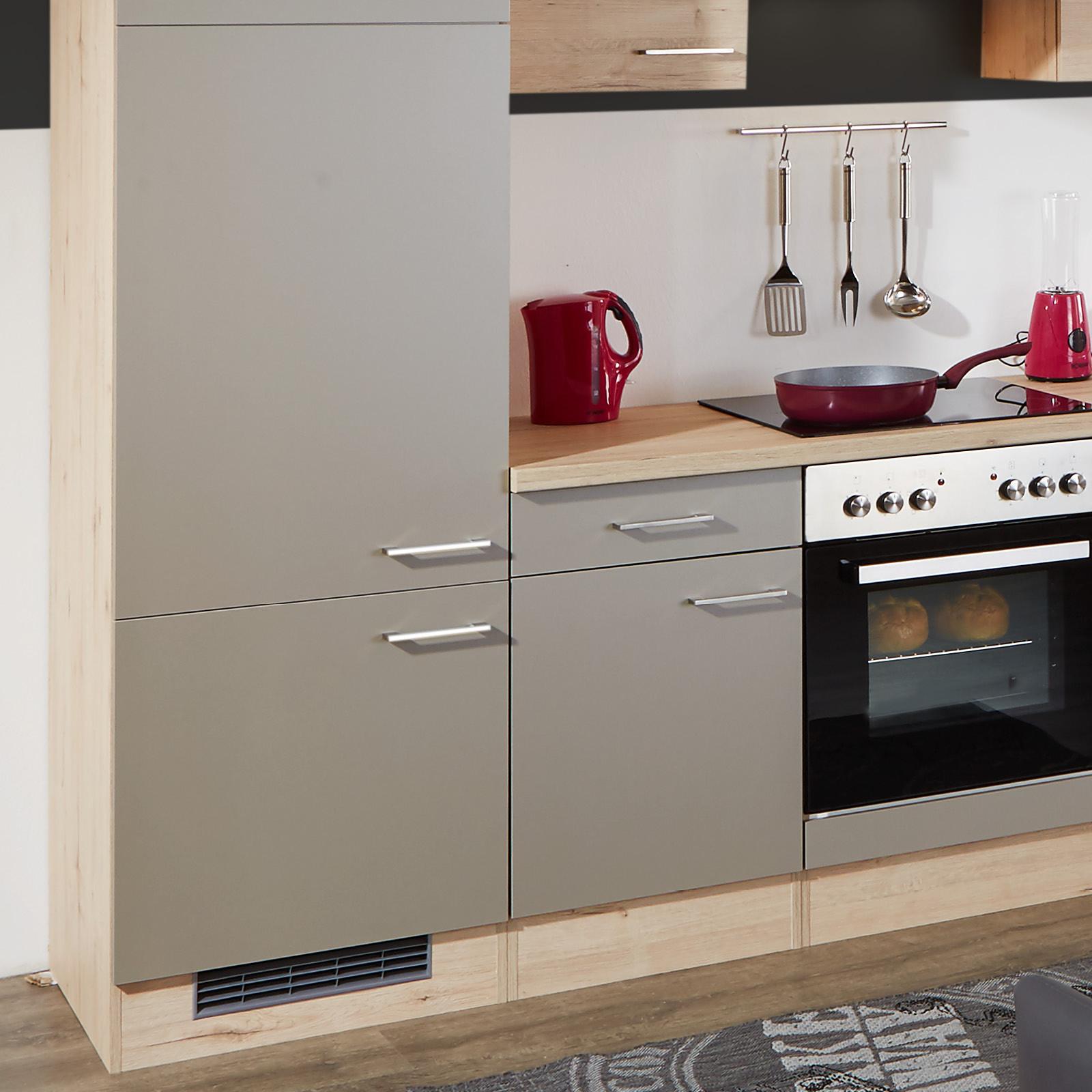 Küchenzeile Riva ohne Geräte 270 cm Champagner/Eiche Dekor - Champagner/Eichefarben, MODERN, Holzwerkstoff (270cm) - FlexWell