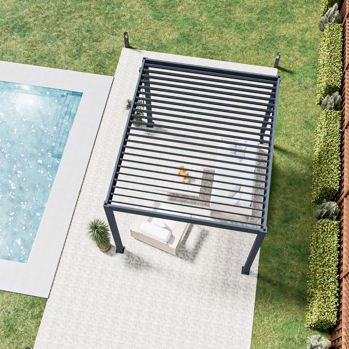 Pergola 300x360 Cm Wetterbeständig, Graphitfarben - Graphitfarben, Basics, Metall (300/360/255cm)