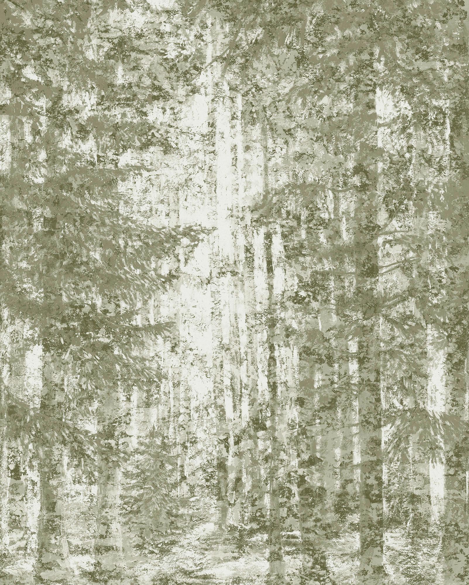 Vliestapete Fading Forest - Weiß/Grün, Basics (200/250cm) - Komar