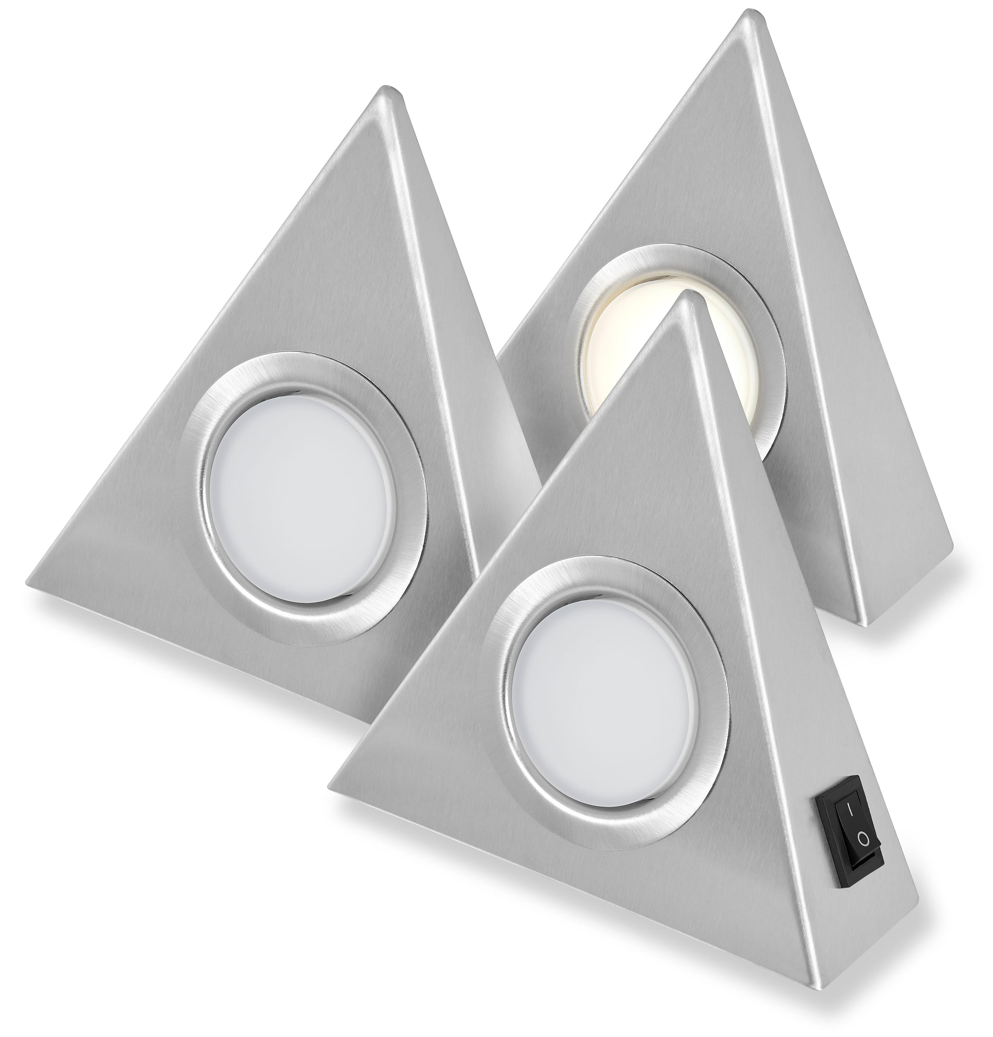 Unterbauleuchte 3x Led 4,5 W Edelstahl Dreieckig 220 V - Basics, Metall (14,6/13,6/4,4cm)