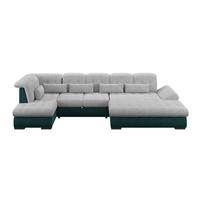 Wohnlandschaft Madera Silberfarben S: 212x358 cm - Türkis/Silberfarben, KONVENTIONELL, Kunststoff/Textil (212/358/190cm)
