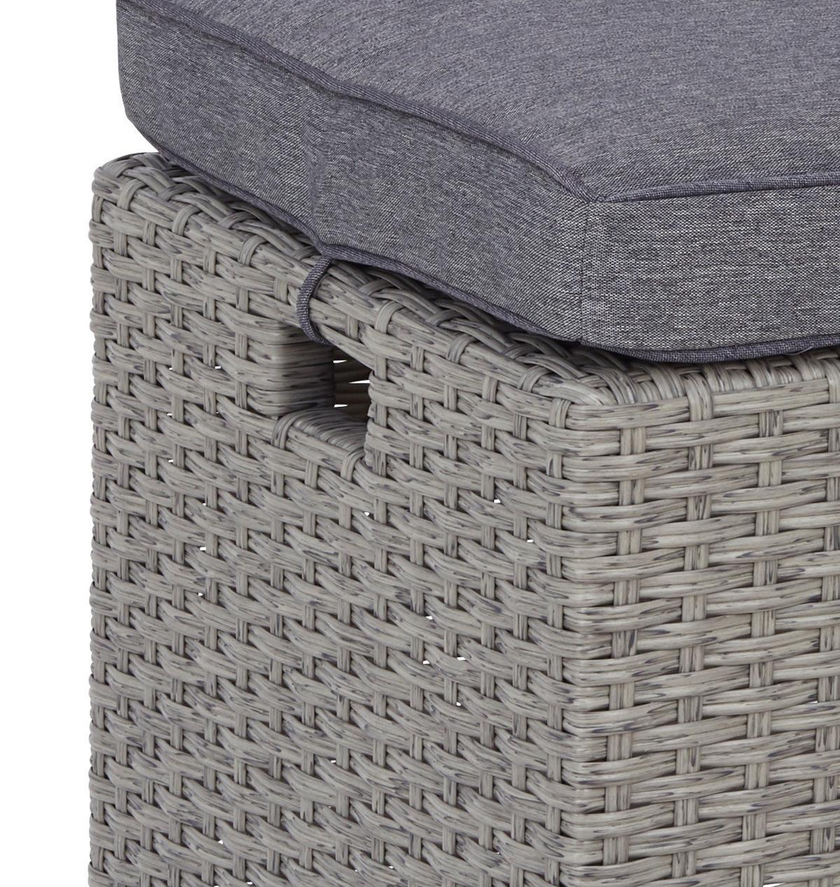 Loungegarnitur 6-Tlg Athena in Rattan-Optik mit Kissen - Schwarz/Grau, MODERN, Glas/Kunststoff - Beldano