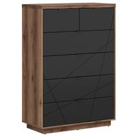 Kommode 90 cm Forn Chest Of Drawers, Eiche Dekor - Eichefarben/Schwarz, Design, Holzwerkstoff (90/130,5/42,5cm)