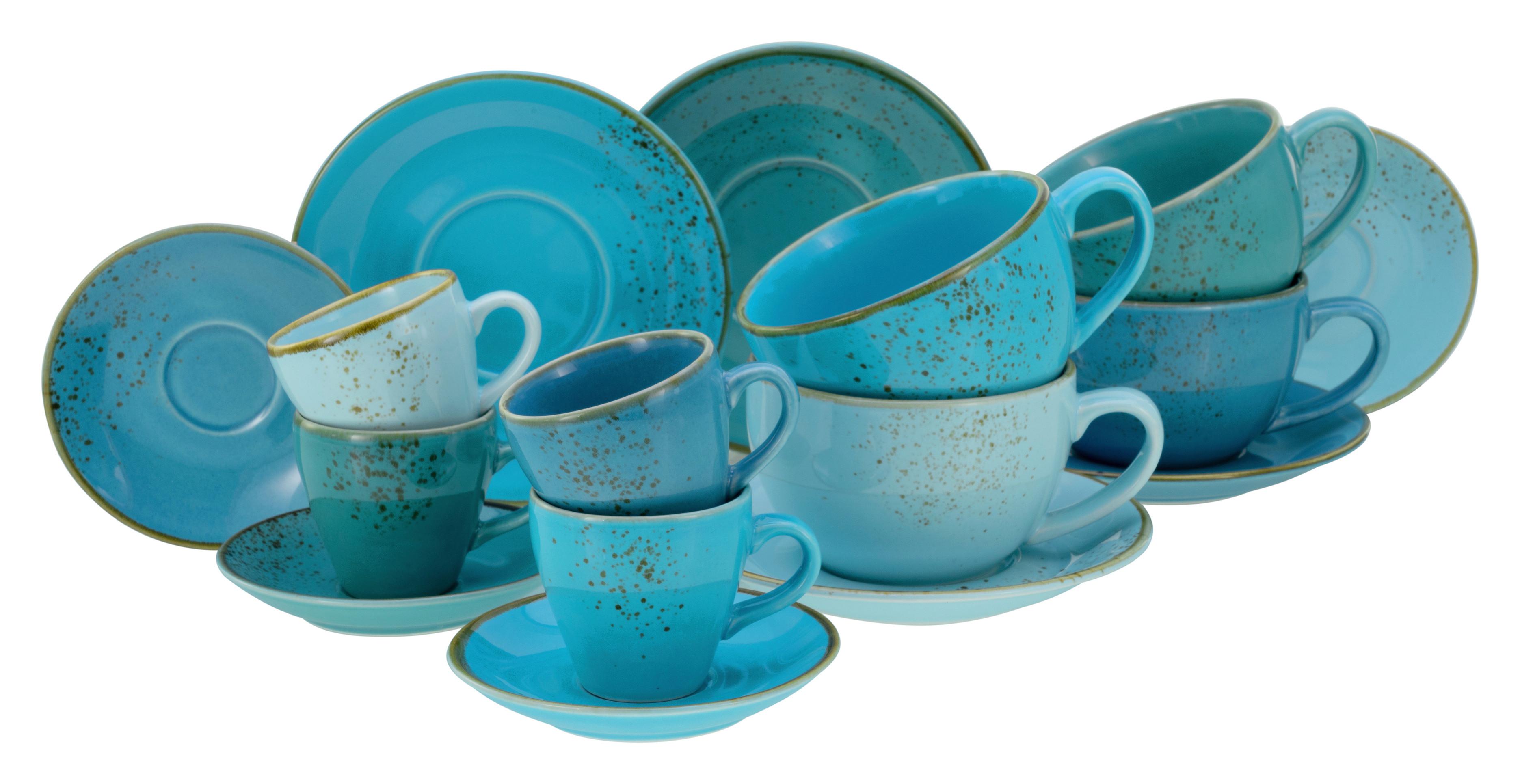 Tassenset Keramik 16-Teilig Blau - Blau, Basics, Keramik - Creatable