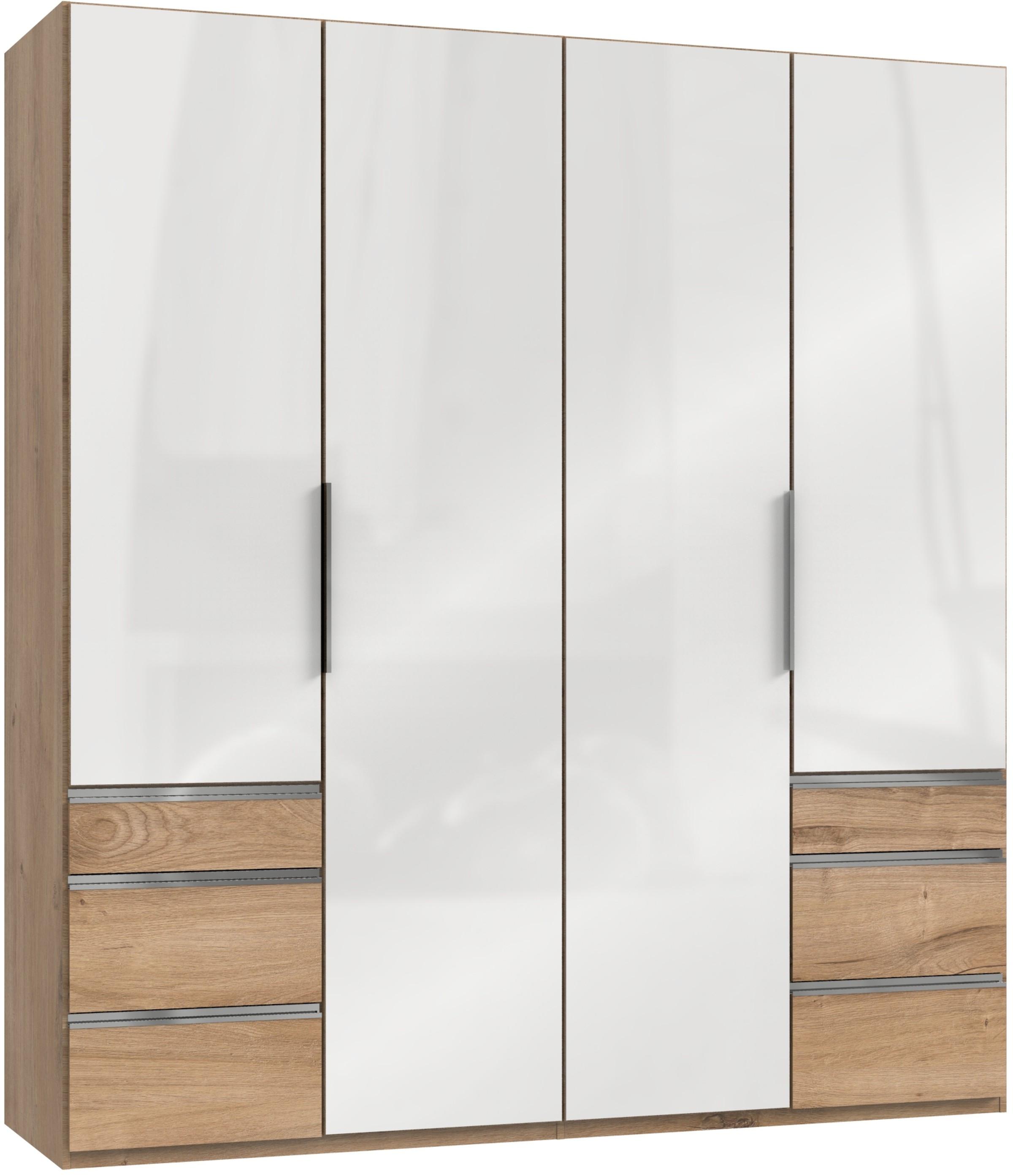 Drehtürenschrank 200cm Level, Weiß/eiche Dekor - Eichefarben/Weiß, MODERN, Glas/Holzwerkstoff (200/216/58cm) - MID.YOU