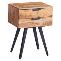 Nachtkästchen Akazie Echtholz/ Grau H: 65 Cm Wohnling - Grau/Akaziefarben, MODERN, Holz (47/65/35cm) - MID.YOU