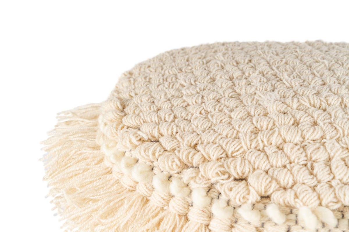 Pouf Bohist Mischgewebe Creme DxH: 35x35 cm - Creme, Trend, Textil (35/35/35cm) - Kayoom