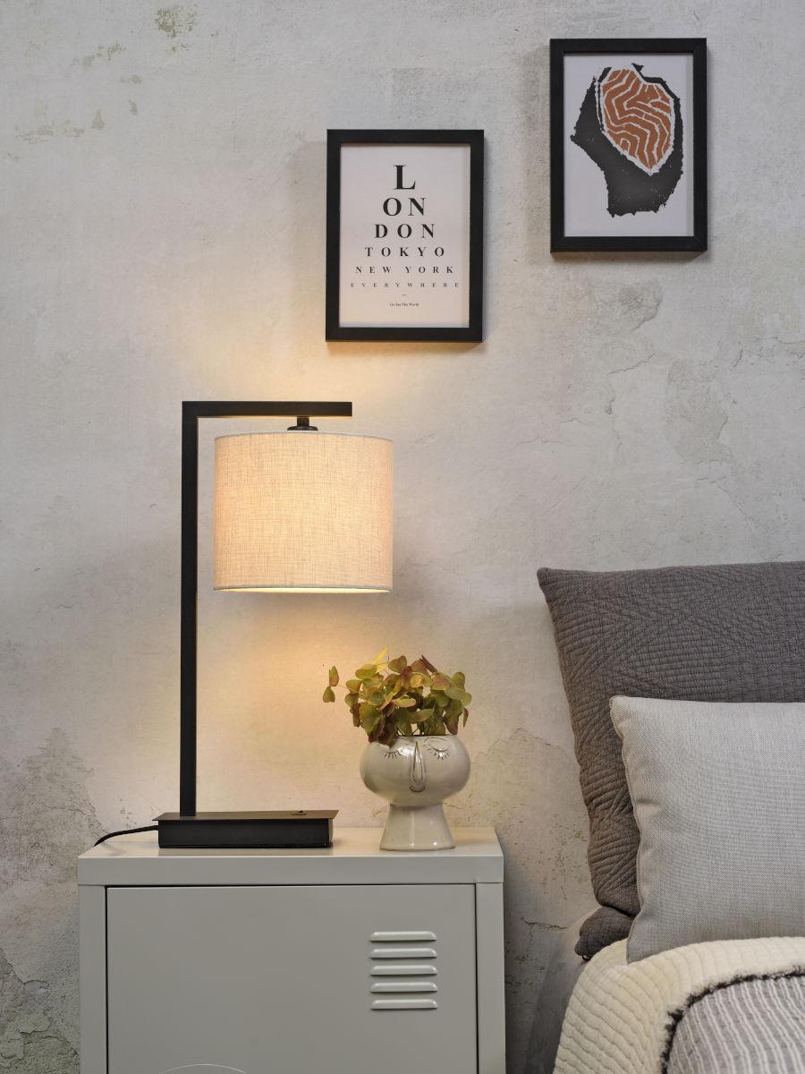 Tischlampe Boston Beige Mit Schalter - Beige/Schwarz, Basics, Textil/Metall (17/44cm) - It's about Romi
