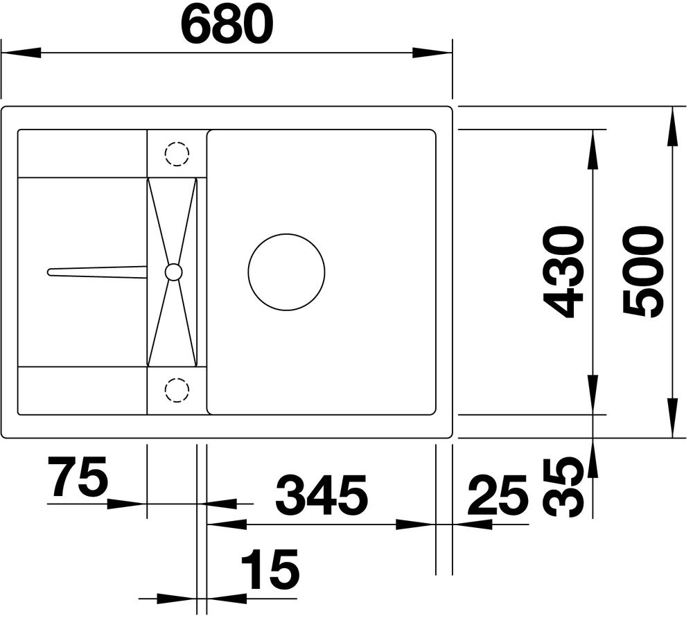Dřez Metra 45 S Compact - antracitová, Moderní, kámen (68/19/50cm) - Blanco