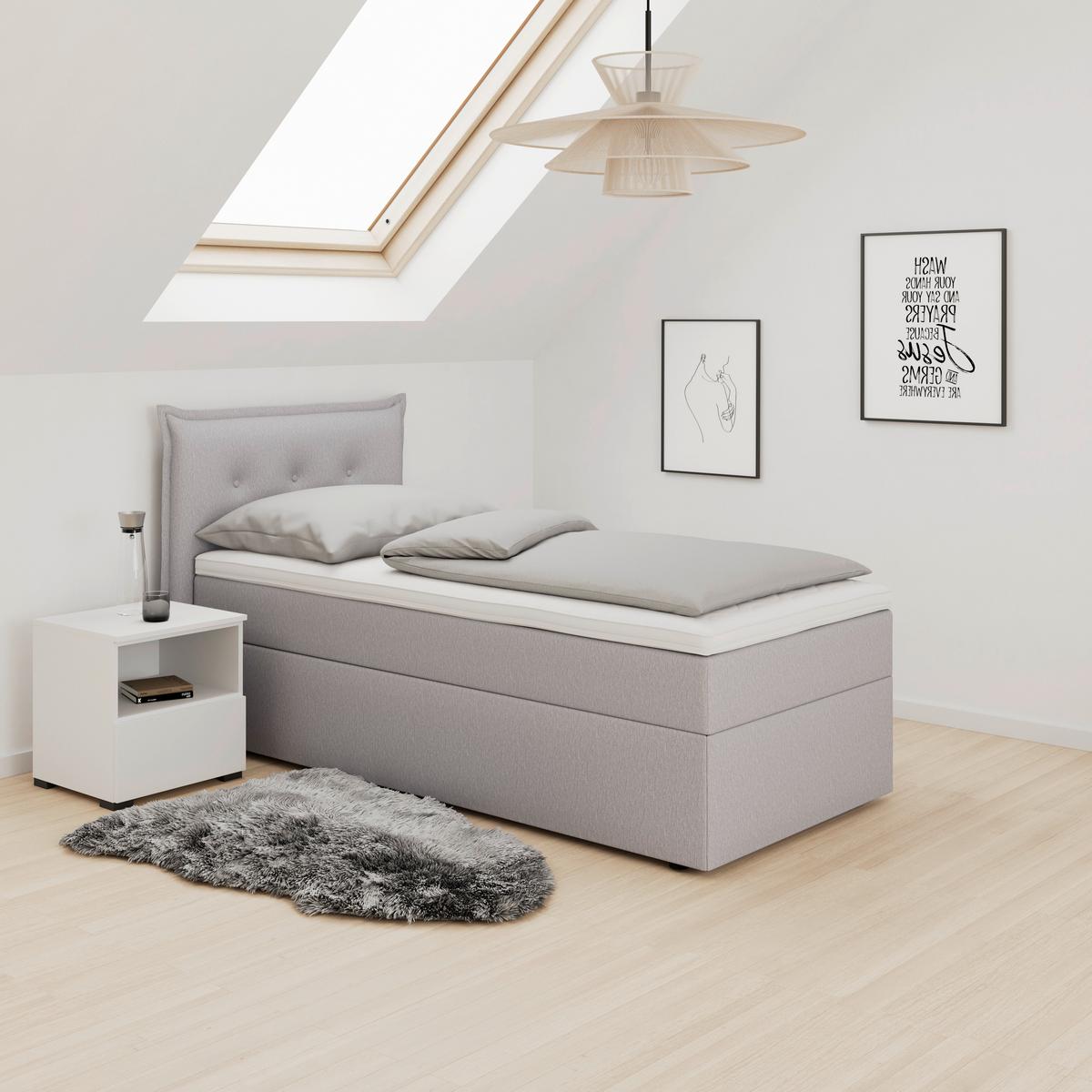 Boxspringová posteľ POLO 90x200, SIVá - čierna/sivá, Modern, drevo/textil (90/200cm) - Bessagi Home