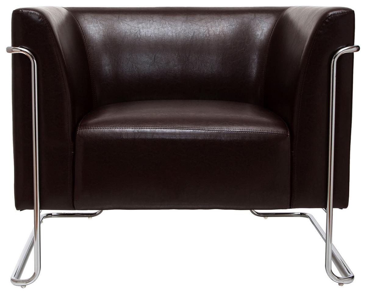 Designsessel Curacao Dunkelbraun - Chromfarben/Dunkelbraun, MODERN, Textil (88/74/74cm) - MID.YOU