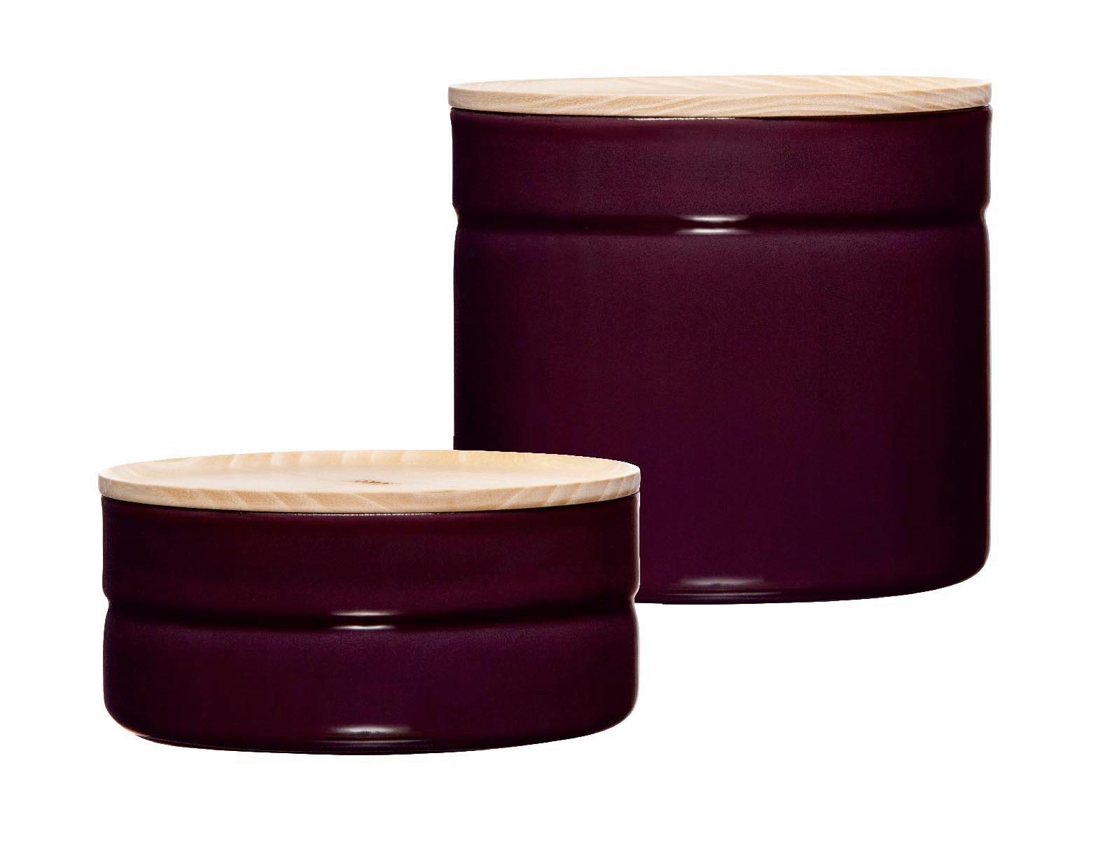 VORRATSDOSENSET 0201-201 KIMA AUBERGINE - Eschefarben/Aubergine, Basics, Holz/Metall - Riess