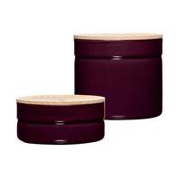 VORRATSDOSENSET 0201-201 KIMA AUBERGINE - Eschefarben/Aubergine, Basics, Holz/Metall - Riess