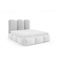 Polsterbett Bero Boucle grau, LF: 120x200 cm - Ecru/Buchefarben, Trend, Holz/Textil (120/200cm)