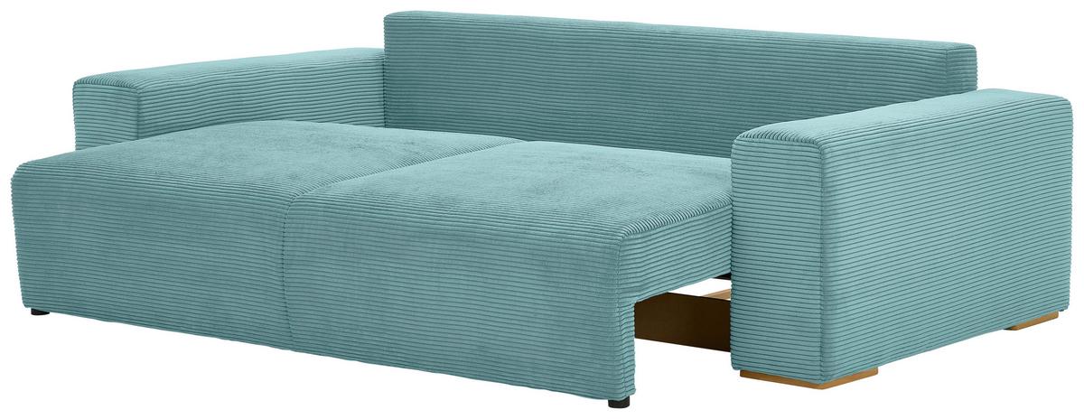 Schlafsofa Vouge Mintgrün Bettkasten, B: 255 Cm - Buchefarben/Schwarz, KONVENTIONELL, Textil (255/86/123cm) - Livetastic