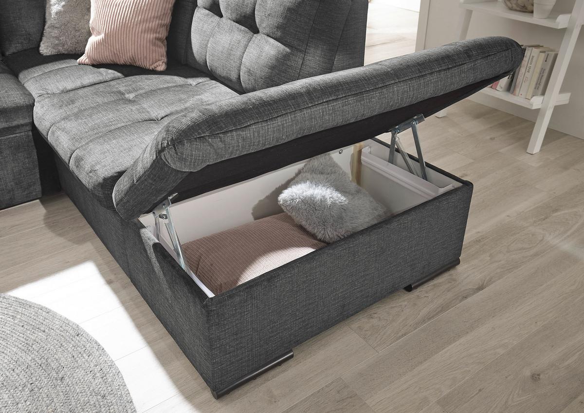 Ecksofa Estrella Grau S: 283x217 cm - Schwarz/Grau, KONVENTIONELL, Textil (283/217cm) - MID.YOU