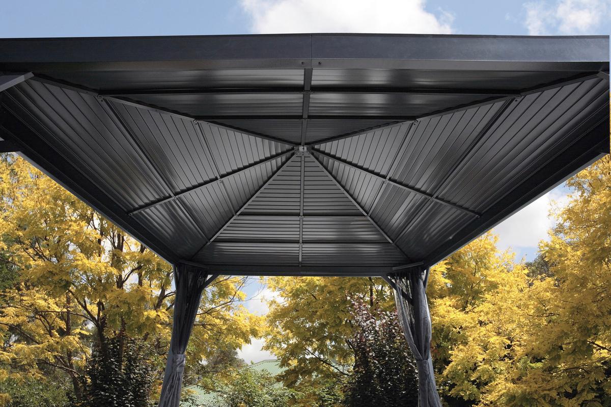 Pavillon South Beach 363x363 Cm Wetterfest Gartenpavillon - Anthrazit, Basics, Metall (363/310/363cm)