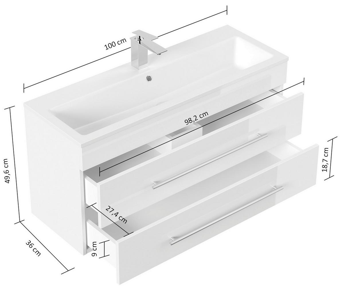 Badezimmer Portus Eiche Dekor B: 100 Cm - Eichefarben/Weiß, MODERN, Keramik/Holzwerkstoff (100cm) - MID.YOU
