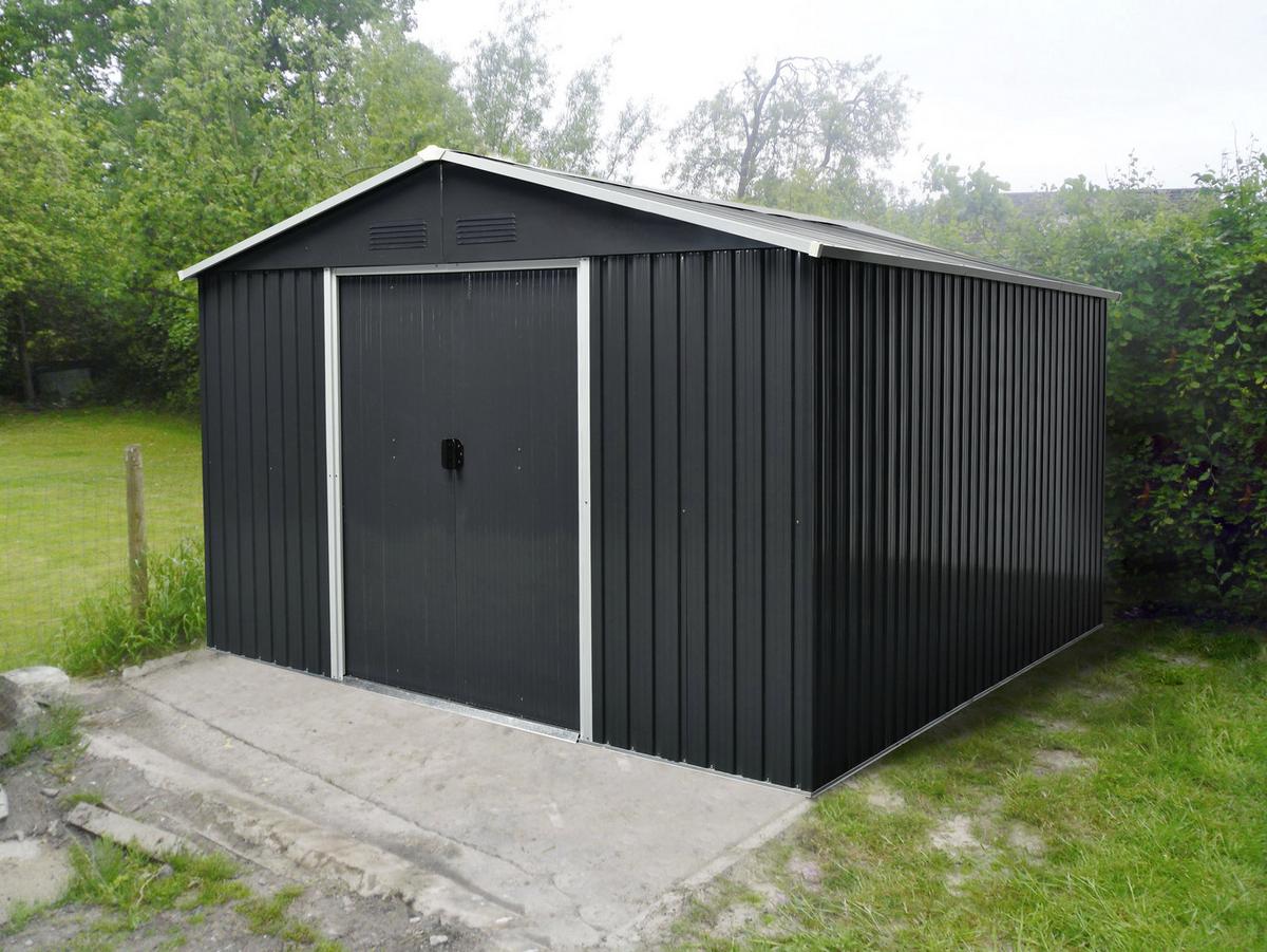 Gerätehaus Mit Satteldach Versperrbar Bxhxt 301x214x367 Cm - Anthrazit/Weiß, Basics, Metall (301/214/367cm)