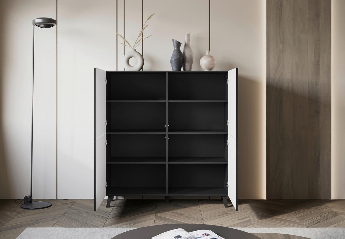 Vysoká komoda PHUKET š: 120 cm - čierna, Design, kompozitné drevo/plast (120/132/39,1cm) - Livetastic
