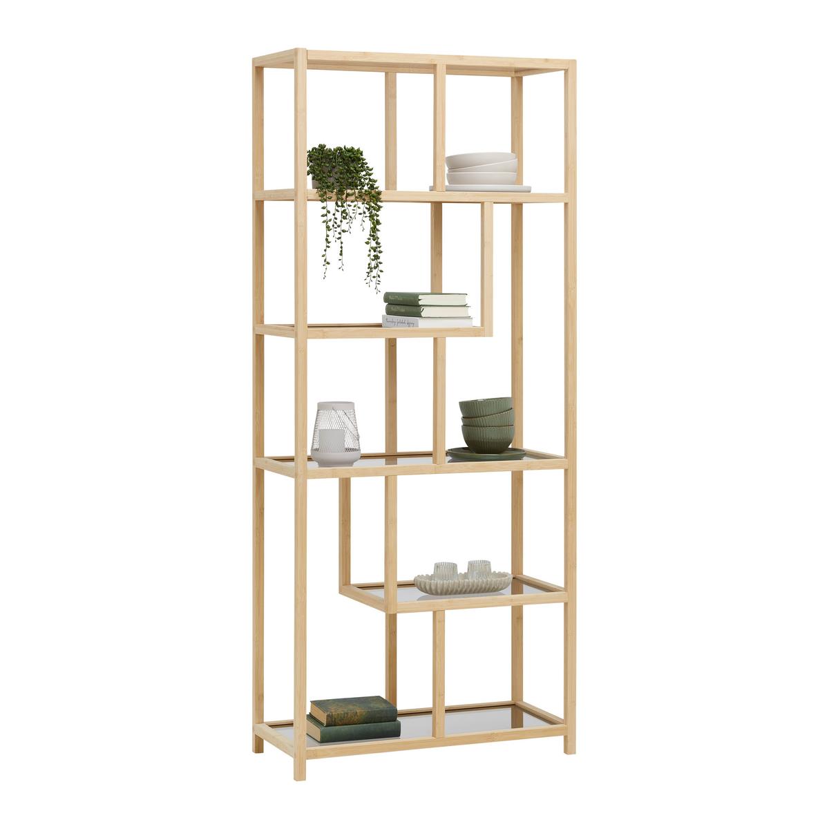 REGÁL BOSTON - přírodní barvy, Moderní, přírodní materiály/sklo (77/180/34cm) - Mömax