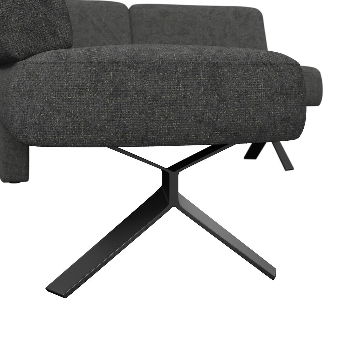 Eckbank schwarz/Metallbeine Ulmo, S:248x176cm - Schwarz, MODERN, Textil/Metall (248/176cm)