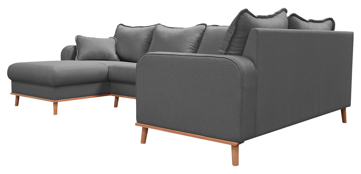 Wohnlandschaft Beata Grau U: 170x296x167 cm - Wengefarben/Grau, Design, Textil (170/296/167cm) - Livetastic