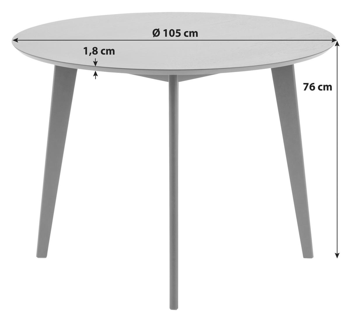 Esstisch Echtholz Roxby Ø 105 cm Schwarz - Schwarz, MODERN, Holz (105/105/76cm) - MID.YOU