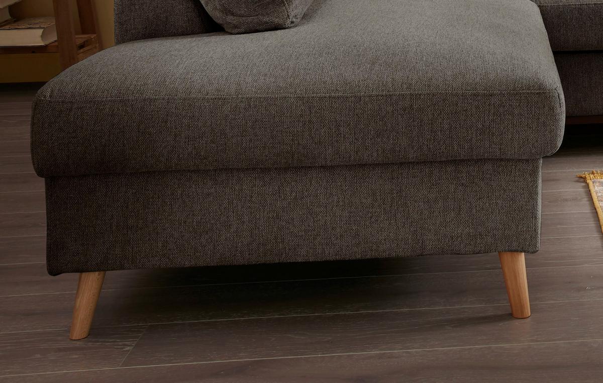 Ecksofa mit Schlaffunktion Valentina mit Kissen Braun - Braun/Naturfarben, KONVENTIONELL, Textil (200/230cm) - P & B