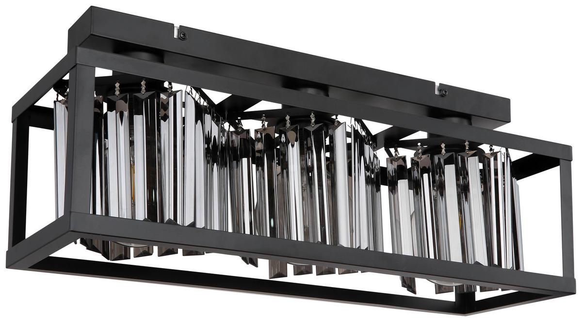 Deckenleuchte L: 51 cm 3-Flammig - Schwarz, Basics, Kunststoff/Metall (51/17/20,5cm) - Globo