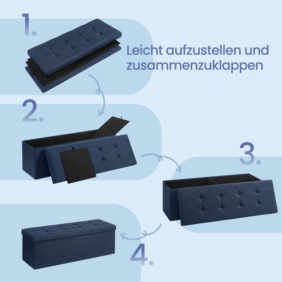 SITZBOX Dunkelblau B: 110 cm - Dunkelblau, Basics, Holzwerkstoff/Textil (110/38/38cm)