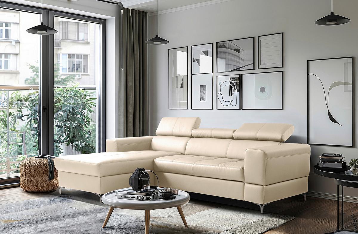 Ecksofa Torino Teilleder Grau 173x247 - Schwarz/Grau, Design, Leder/Textil (173/247cm) - Livetastic