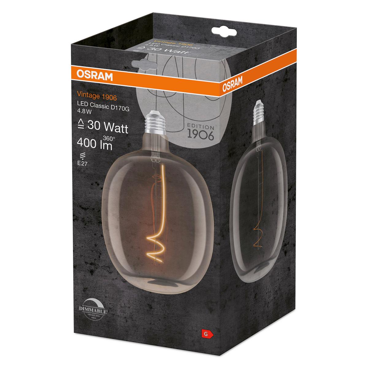 Led-leuchtmittel Vintage 1906 Led Dim30 4.8w/27 - Klar, Basics, Glas (17/27cm) - Osram