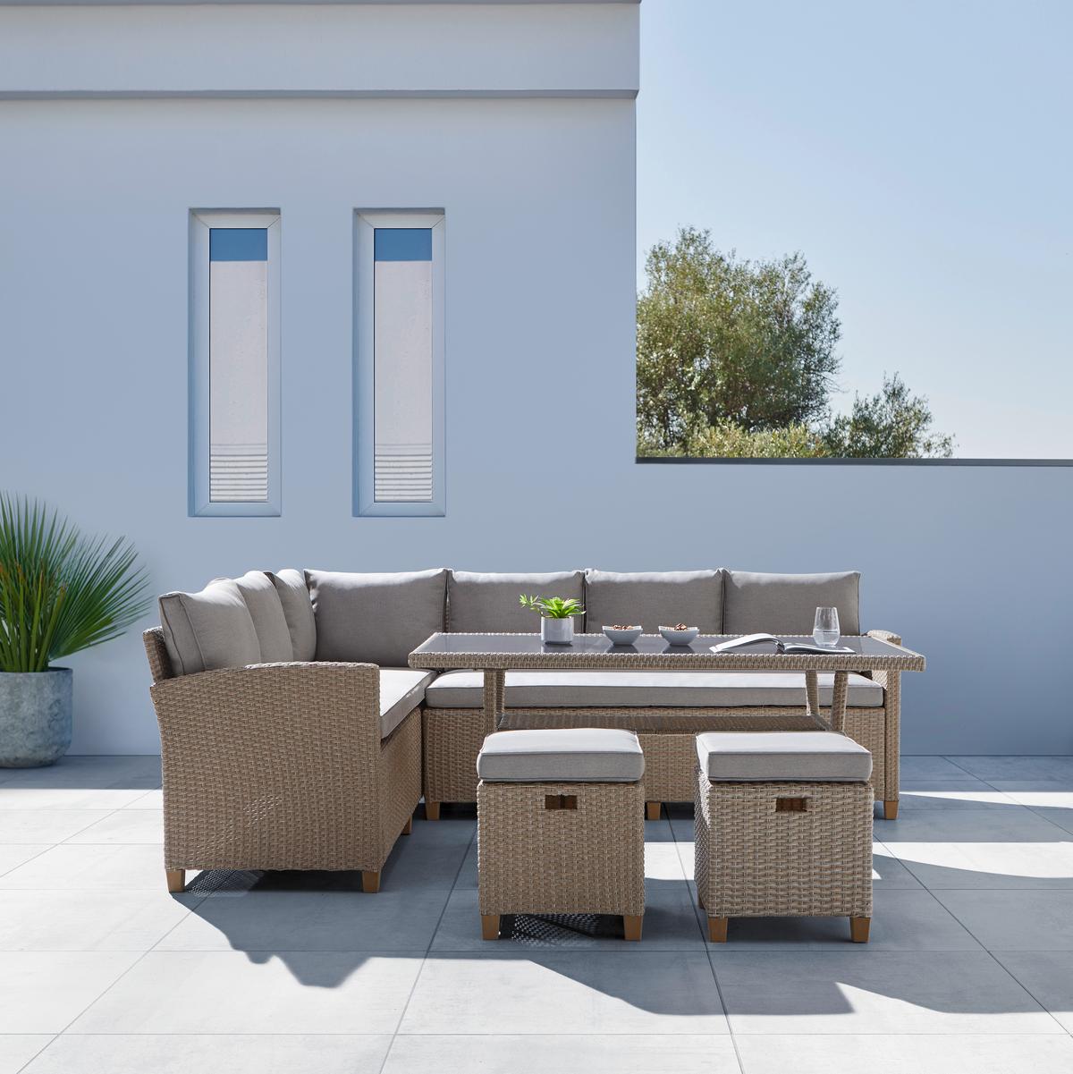 TERASOVÁ SEDACÍ SOUPRAVA Liow - černá/hnědá, kov/textil (175/235cm) - Modern Living