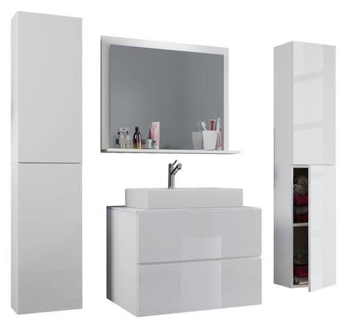 Badezimmer Lendas 5-teilig Weiß B: 147cm - Weiß, MODERN, Glas/Keramik (147cm) - MID.YOU