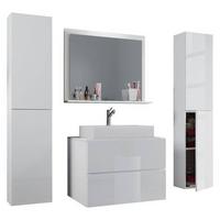 Badezimmer Lendas 5-Teilig Weiß B: 147cm - Weiß, MODERN, Glas/Keramik (147cm) - MID.YOU