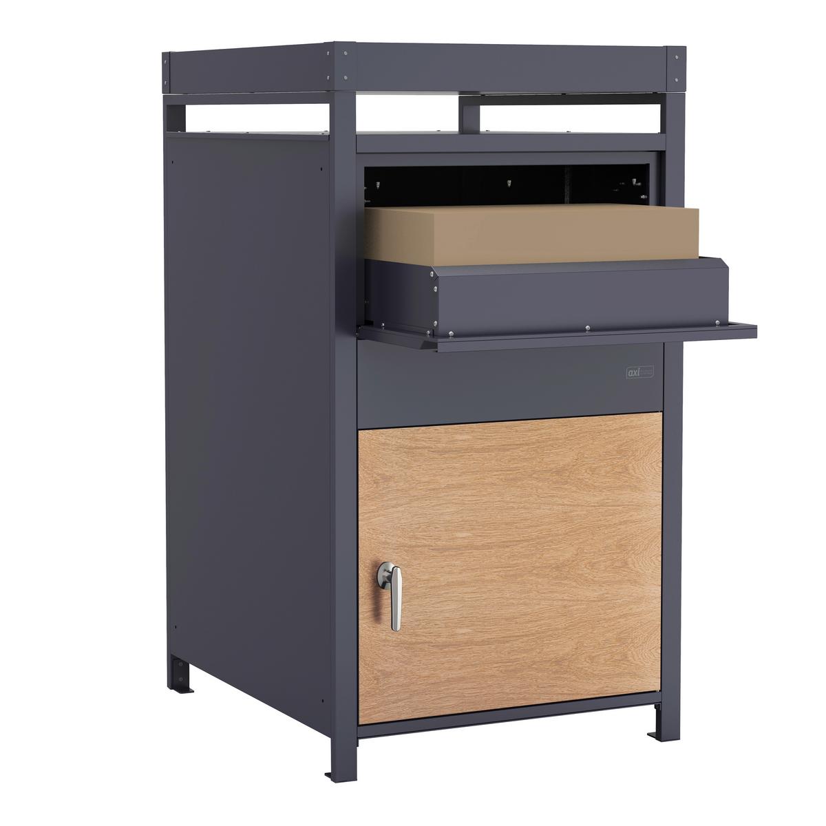 Paketbox Anthrazit, Braun L: 68 B: 80 H: 124 - Anthrazit/Braun, LIFESTYLE, Metall (68/80/124cm)