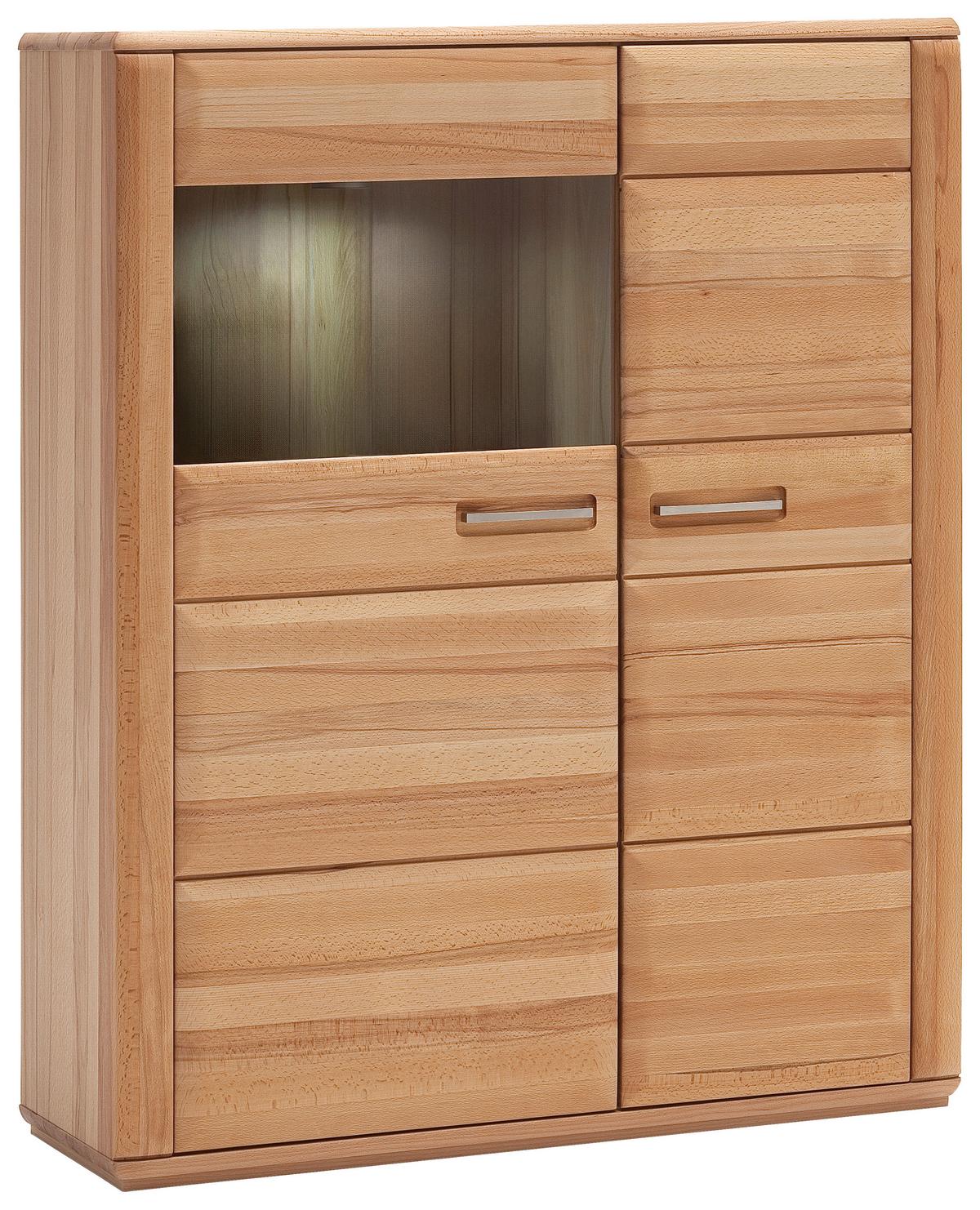 Wohnkombination teilmassiv 4--Teilig. Sena Buchefarben - Buchefarben/Kernbuche, Design, Glas/Holz (319/209/51cm) - Livetastic