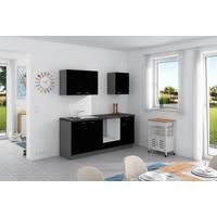Küchenzeile Win ohne Geräte ohne Geräte B: 200 cm - Anthrazit/Schwarz, Design, Holzwerkstoff (200cm) - Express