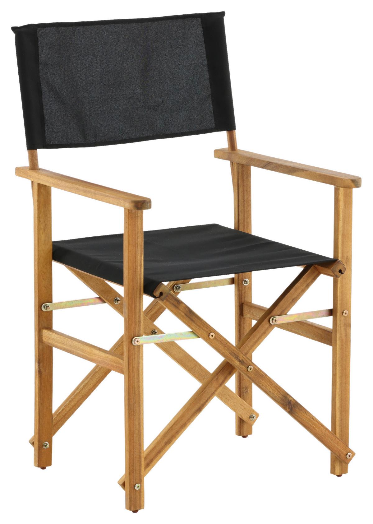 Klappstuhl Marion - Schwarz/Akaziefarben, KONVENTIONELL, Holz/Textil (53/90/55cm) - Gardenson