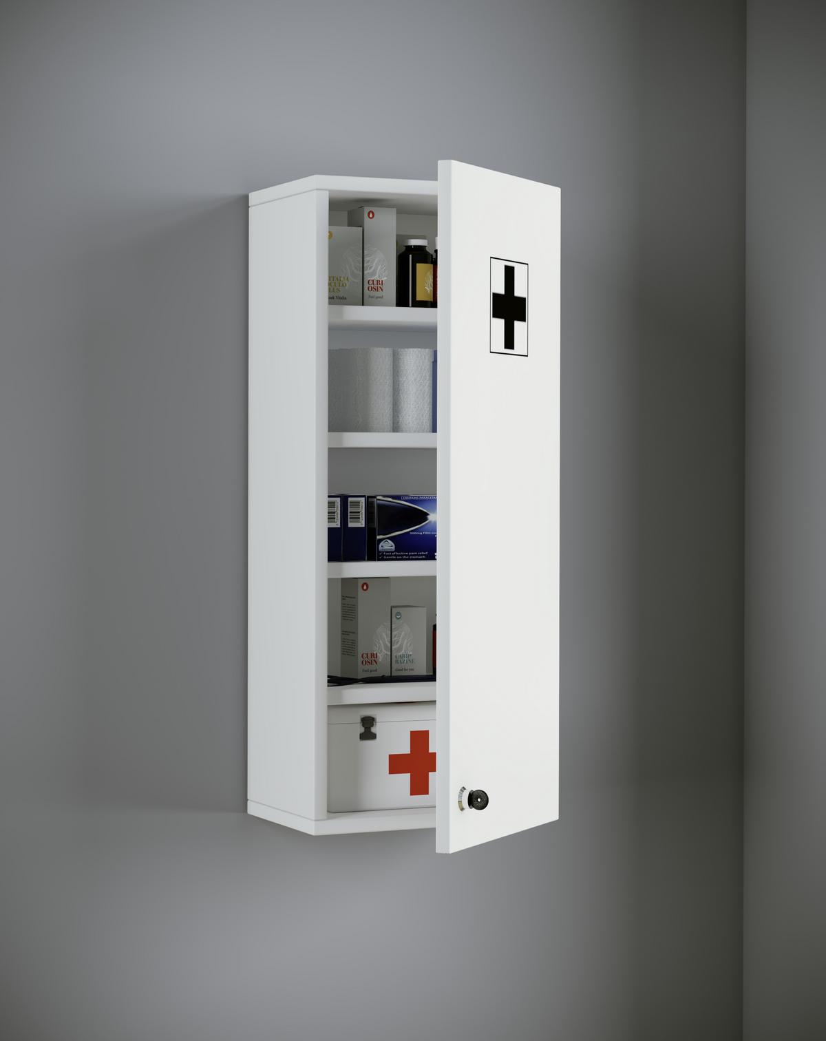 Medizinschrank Medasa Weiß 29x70 Cm Versperrbar - Weiß, Basics, Holzwerkstoff (29/70/20cm) - MID.YOU