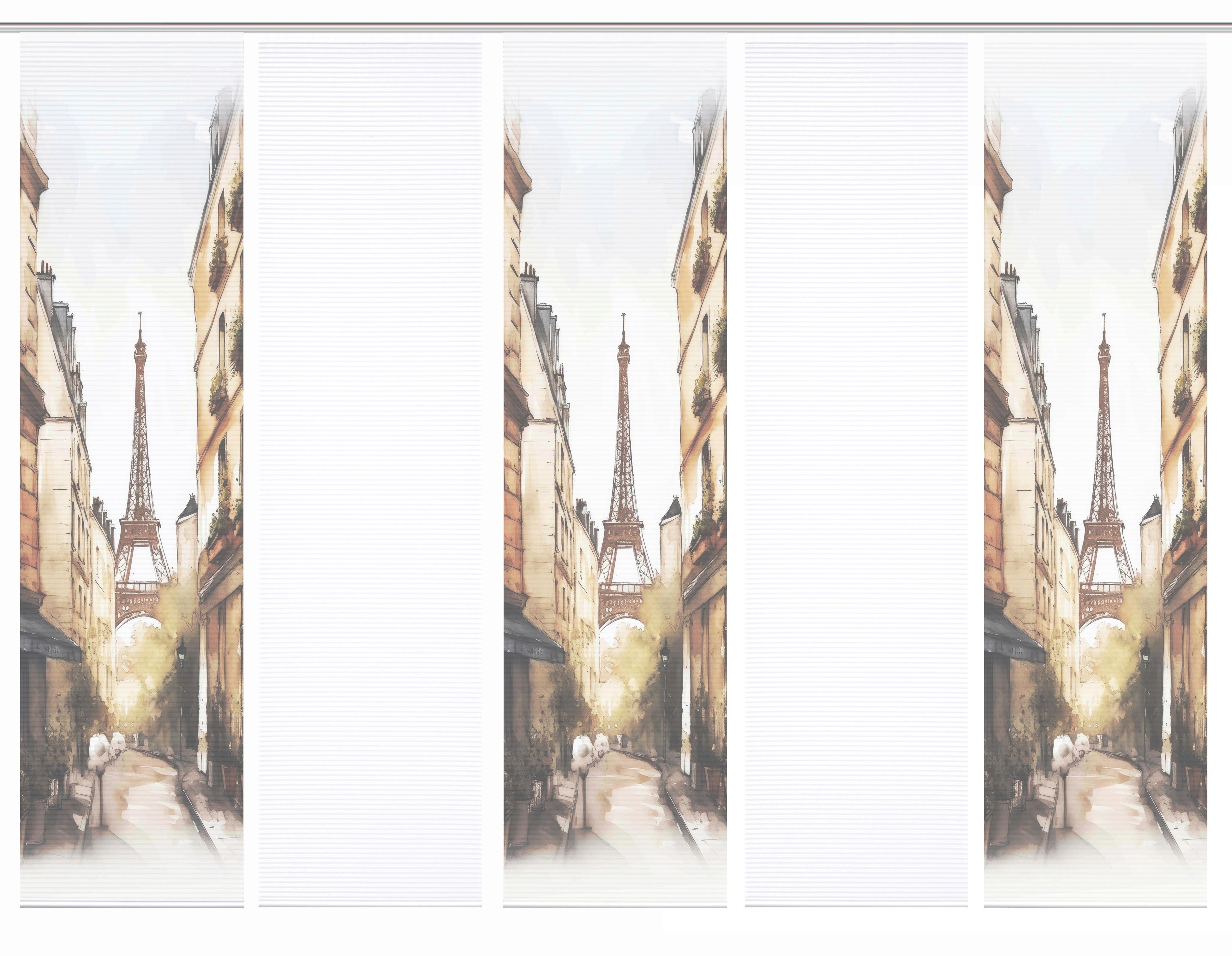 Flächenvorhang Francq 5er Set - Naturfarben/Weiß, LIFESTYLE, Textil (60/245cm)