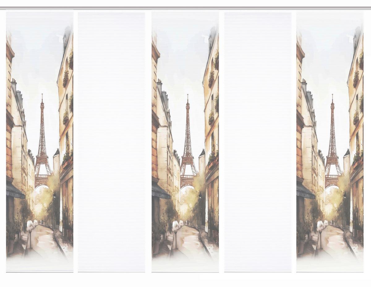 Flächenvorhang Francq 5er Set - Naturfarben/Weiß, LIFESTYLE, Textil (60/245cm)