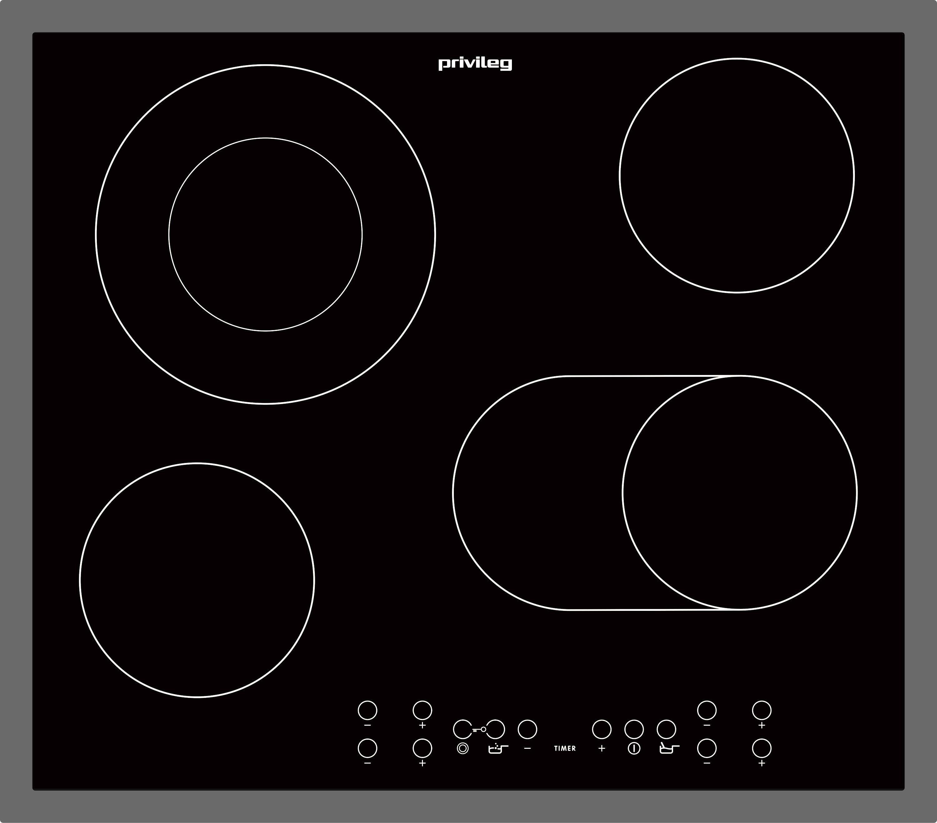Glaskeramikkochfeld Pctac K6041/1 In - Silberfarben/Schwarz, Basics, Glas (58/4,2/51cm) - Privileg