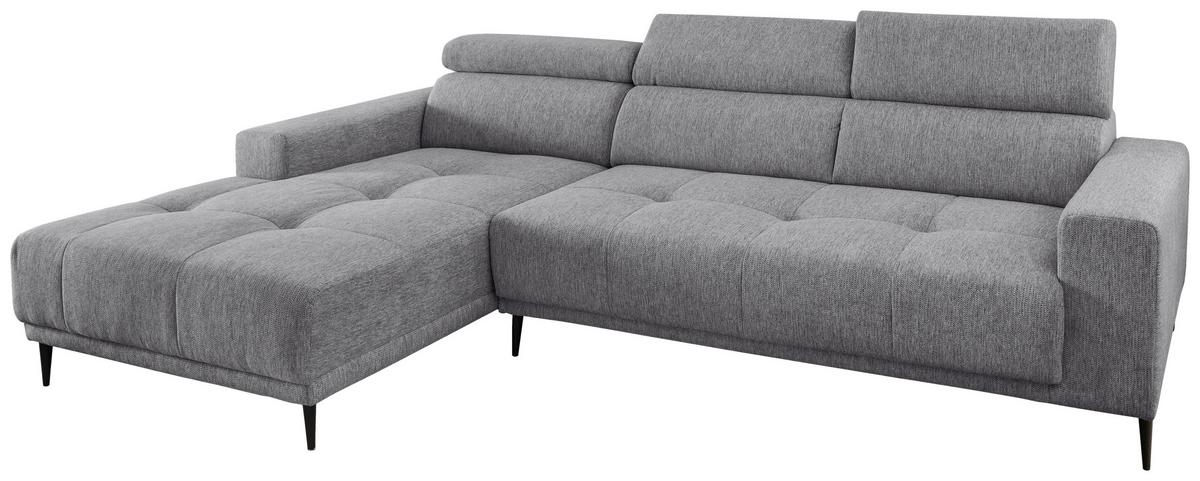 Ecksofa Intera Dunkelgrau S: 188x276 Cm - Dunkelgrau/Schwarz, KONVENTIONELL, Textil (188/276cm) - Livetastic