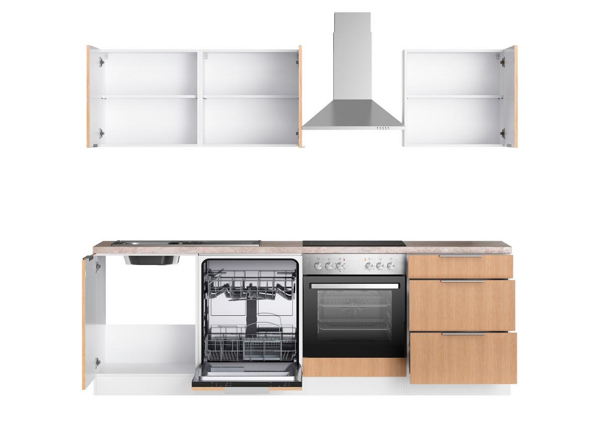 Küchenblock Glasgow Eichefarben/weiß B: 240 Cm - Eichefarben/Beige, LIFESTYLE, Holzwerkstoff (240cm) - Held