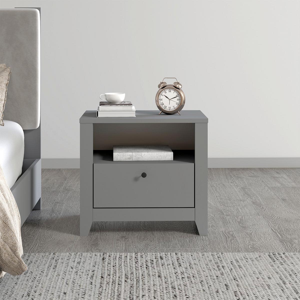 NACHTTISCH Bled Grau B: 55cm - Weiß/Grau, Design, Holzwerkstoff (55/35/50cm) - Livetastic