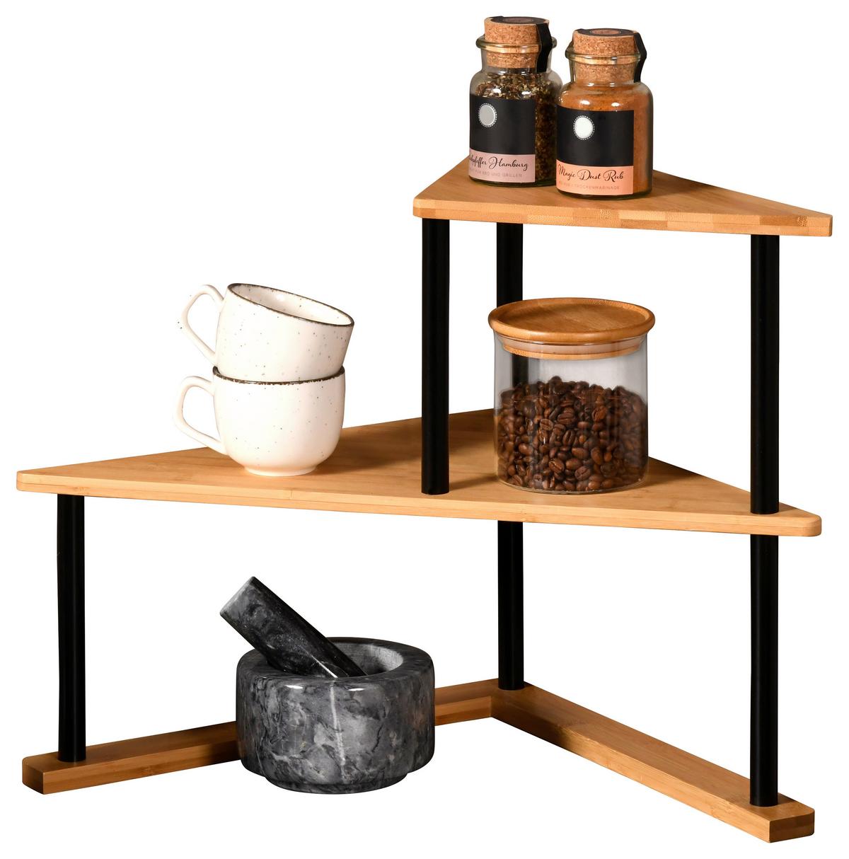 Küchenregal Schwarz, Hellbraun B: 52 cm - Hellbraun/Schwarz, Basics, Holz/Metall (52/39/29,5cm)