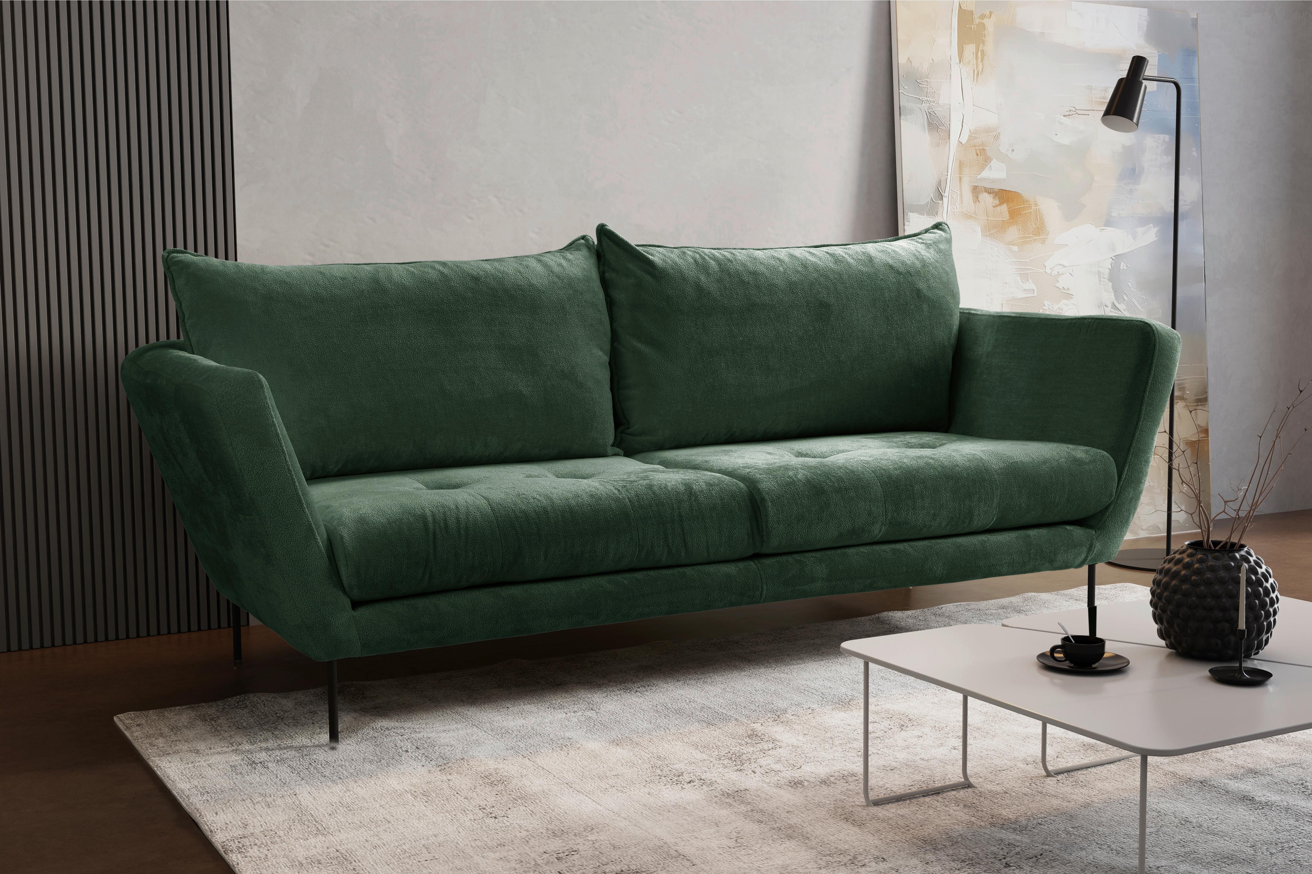 Sofa Ankona Grün/Schwarz, 225 cm - Schwarz/Grün, Design, Textil (225/86/95cm) - MID.YOU